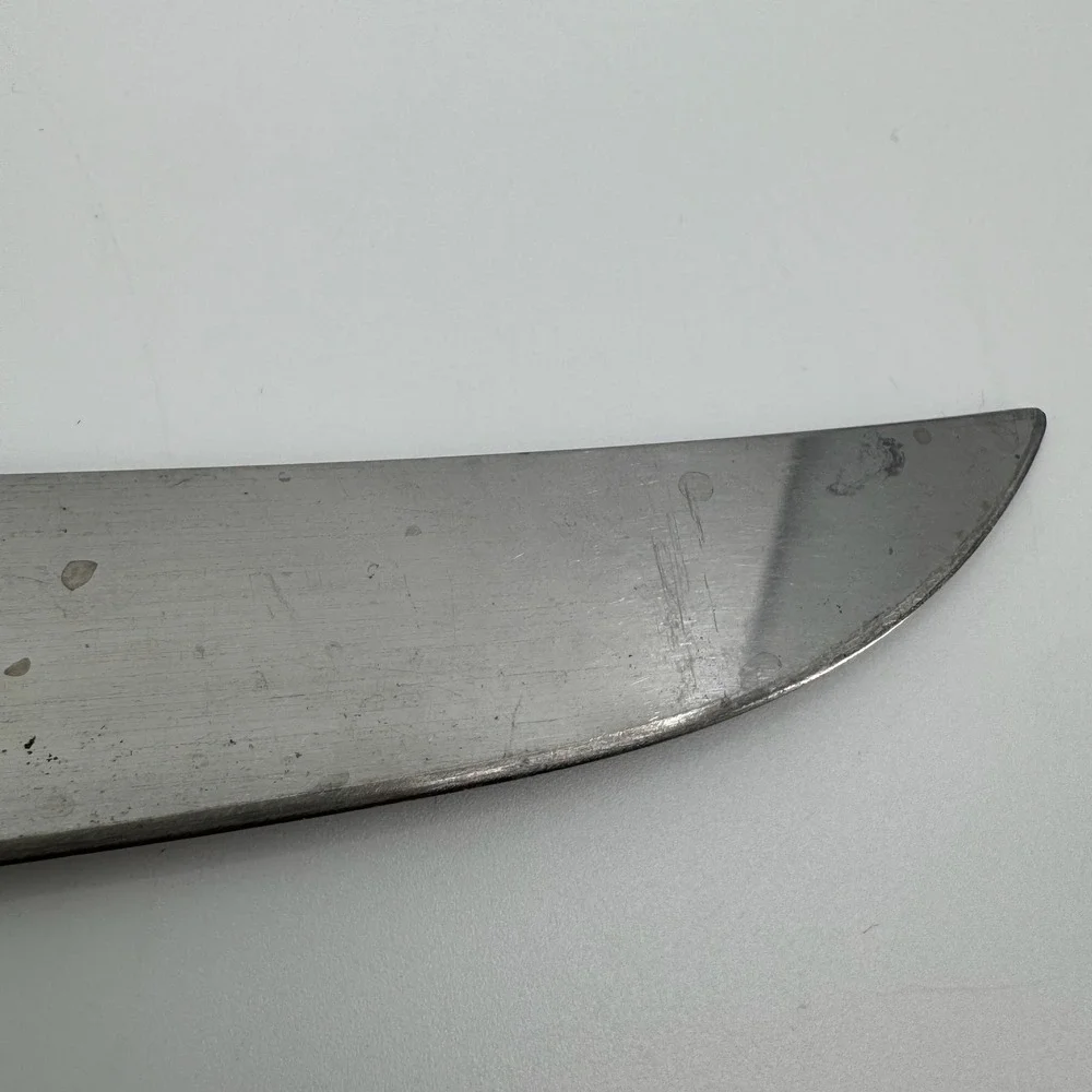Vtg Stainless Steel Slicing Knife Amber Handle Carving Ham Roast Kitchen Utensil